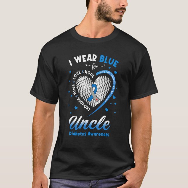 Camiseta Faith Hope Love Que Llevo Azul Por El Tío Diabetes (Anverso)