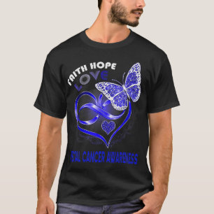Camiseta Faith Hope Love Rectal Cancer Awareness Heart Butt