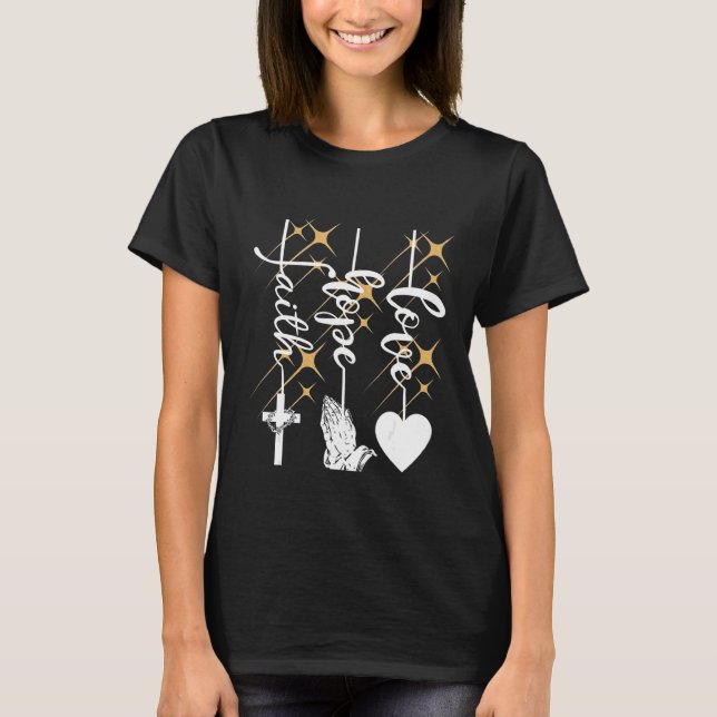 Camiseta Faith Hope Love Religious Christian Jesus Cross Pr (Anverso)