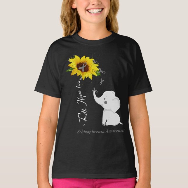 Camiseta Faith Hope Love Schizophrenia Awareness (Anverso)