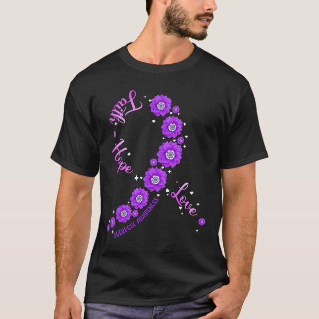 Camiseta Faith Hope Love Sobredosificación Conciencia Flor  (Anverso)