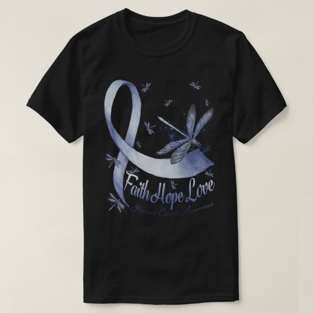 Camiseta Faith Hope Love Stomach Cancer Awareness Dragonfly (Diseño del anverso)