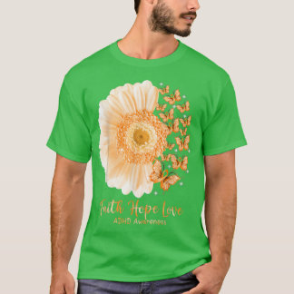 Camiseta Faith Hope Love Sunflower Butterfly ADHD Awareness