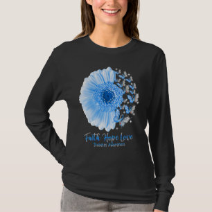 Camiseta Faith Hope Love Sunflower Butterfly Diabetes Aware