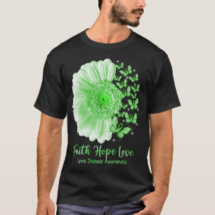 Camiseta Faith Hope Love Sunflower Butterfly Lyme Enfermeda