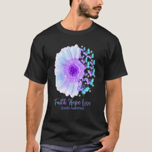 Camiseta Faith Hope Love Sunflower Butterfly Suicide Awaren