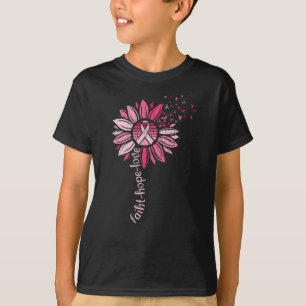 Camiseta Faith Hope Love Sunflower Conciencia sobre el cánc