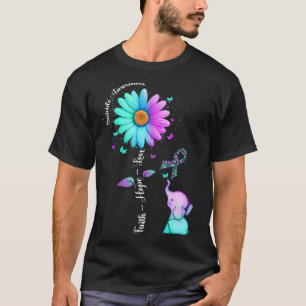 Camiseta Faith Hope Love Sunflower Elephant Suicide Awarene