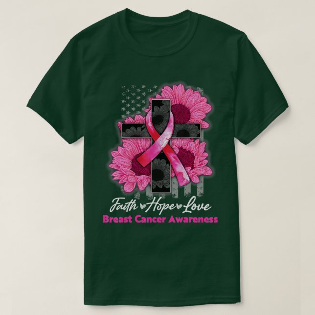 Camiseta Faith Hope Love Sunflower Pink Mama Cancer Conscie (Diseño del anverso)
