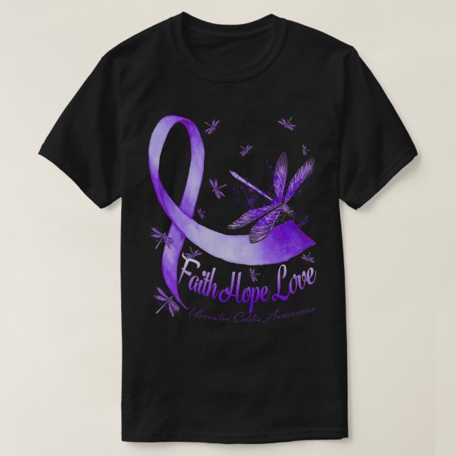 Camiseta Faith Hope Love Ulcerative Colitis Awareness Drago (Diseño del anverso)