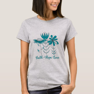 Camiseta Faith Hope Love (verde azulado)