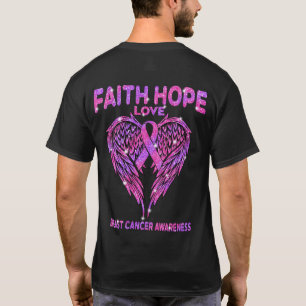 Camiseta Faith Hope Love Wings Conciencia sobre el cáncer d