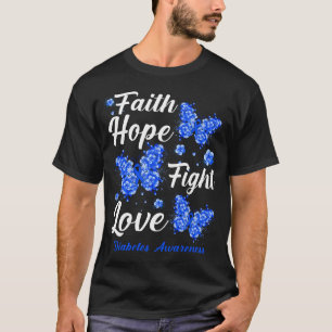 Camiseta Faith Hope lucha por amar la diabetes mariposa Con