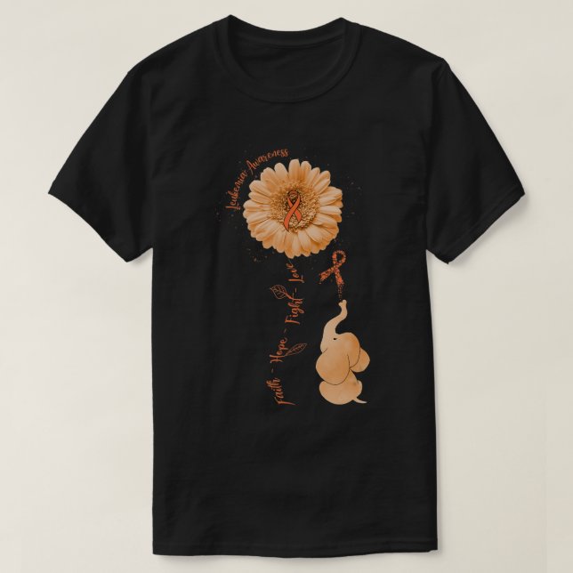 Camiseta Faith Hope lucha por amar la leucemia del girasol  (Diseño del anverso)