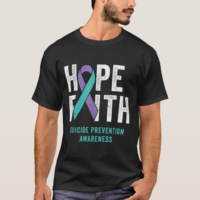 Camiseta Faith Hope Suicidio Prevención Conciencia Púrpura  (Anverso)