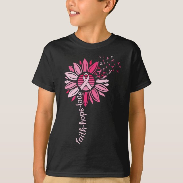 Camiseta Faith Hope Sunflower Concienciación sobre el cánce (Anverso)