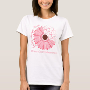 Camiseta Faith Love Hope daisy flor cinta de cáncer