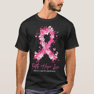 Camiseta Faith Love Hope Mama Cancer Awareness Floral