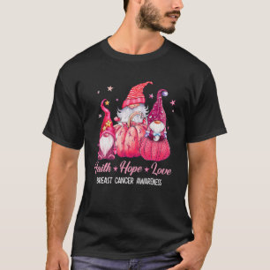 Camiseta Faith Love Hope Pink Gnome Pumpkin Breast Cancer A
