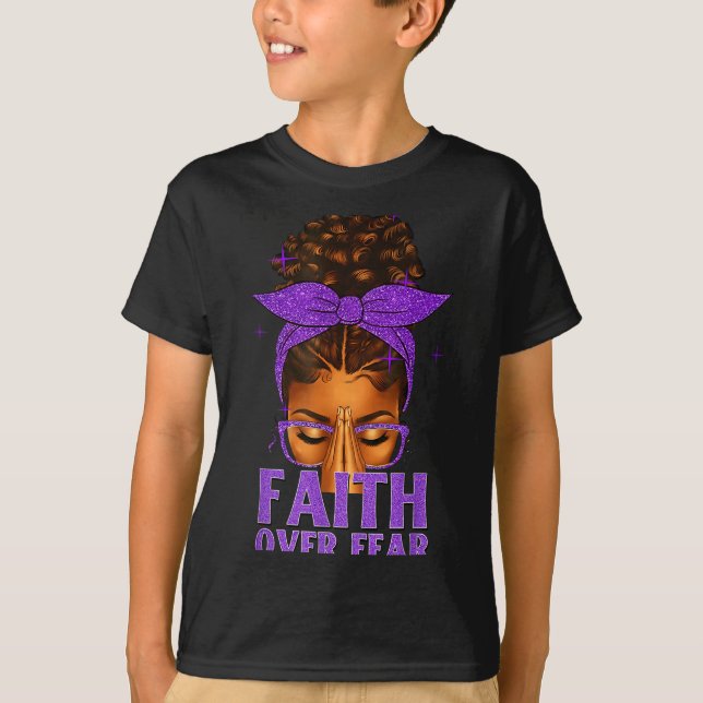 Camiseta Faith Over Fear Black Women Afro Christian African (Anverso)