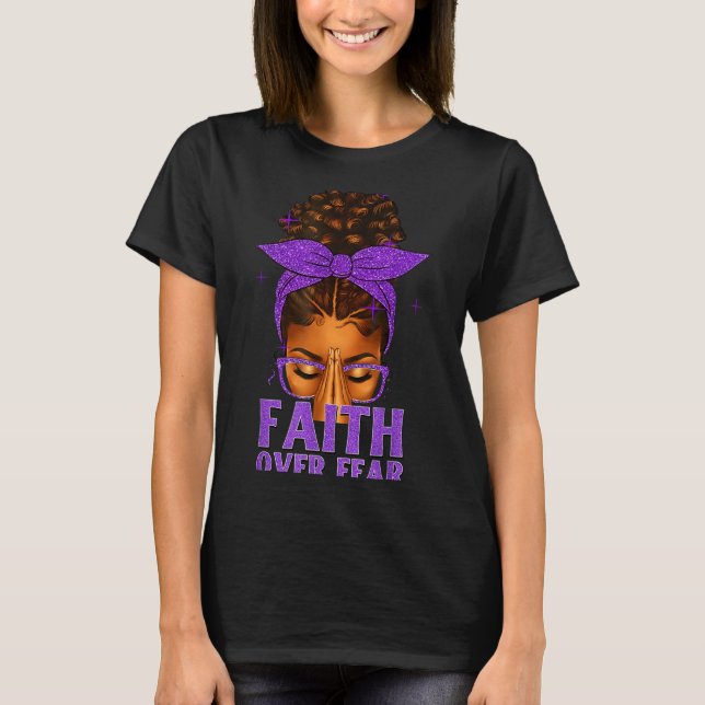 Camiseta Faith Over Fear Black Women Afro Christian African (Anverso)