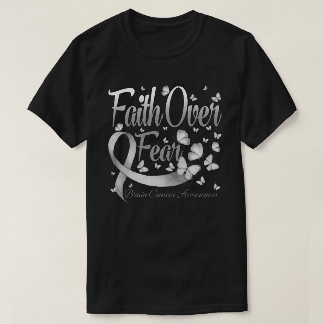 Camiseta Faith Over Fear Brain Cancer Awareness Butterfly (Diseño del anverso)