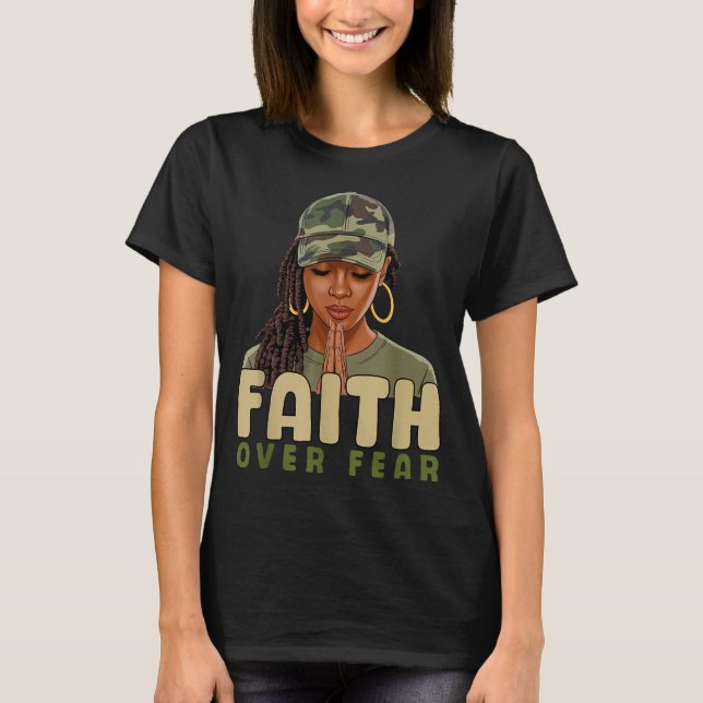 Camiseta Faith Over Fear Christian Camo African American Af (Anverso)