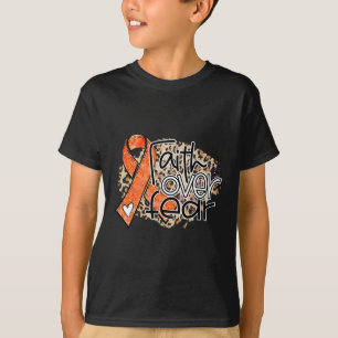 Camiseta Faith Over Fear Fear Leukemia Awa, Naranja De Leop