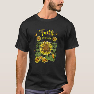 Camiseta Faith Over Fear Over Focal Mariposa Girasol Christ
