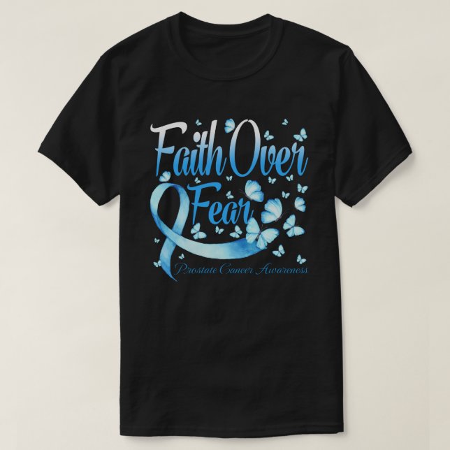 Camiseta Faith Over Fear Prostate Cancer  Awareness Butterf (Diseño del anverso)