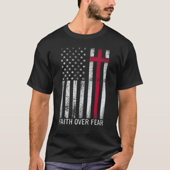 Camiseta Faith Over Fears Guay Christian Cross American (Anverso)
