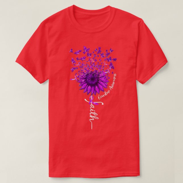 Camiseta Faith Purple Ribbon Butterfly Sunflower Overdose A (Diseño del anverso)
