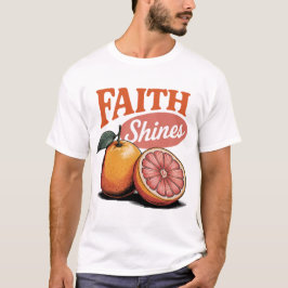 Camiseta Faith Shines Naranja Grapefruit Retro Christian Te