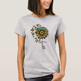 Camiseta Faith Sunflowers Butterflies Religiosa cristiana