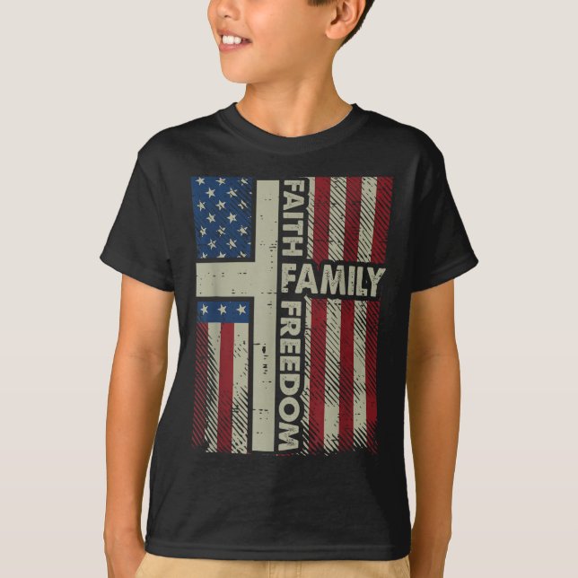 Camiseta Faith Us Flag Christian Religious God Jesus Men Wo (Anverso)