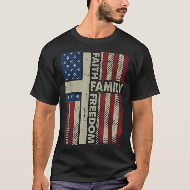 Camiseta Faith Us Flag Christian Religious God Jesus Men Wo (Anverso)