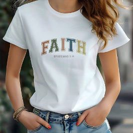 Camiseta Faith Varsity Style Textos Efesios 2:18