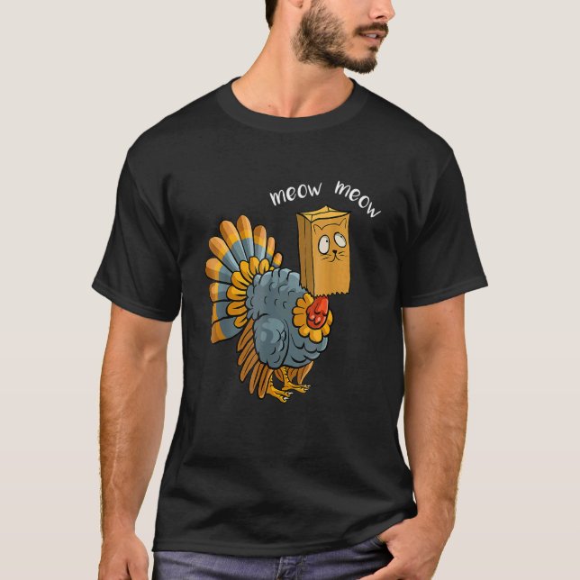 Camiseta Fake Cat Thankgiving Kitty Turkey Meow Thanksgivin (Anverso)