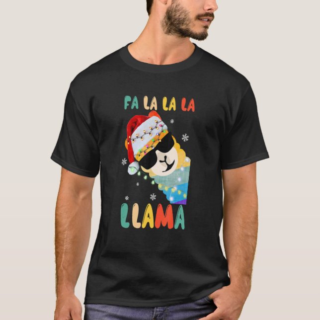 Camiseta Falalala Llama Navidades Alpaca Llama Arcoiris (Anverso)