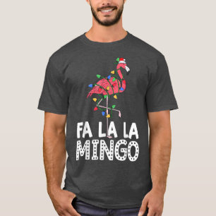 Camiseta FaLaMingo Fiesta de Navidad Flamingo Santa Luces P