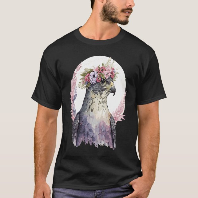 Camiseta Falcon Birds Of Prey Flower Crown Floral Bird Watc (Anverso)