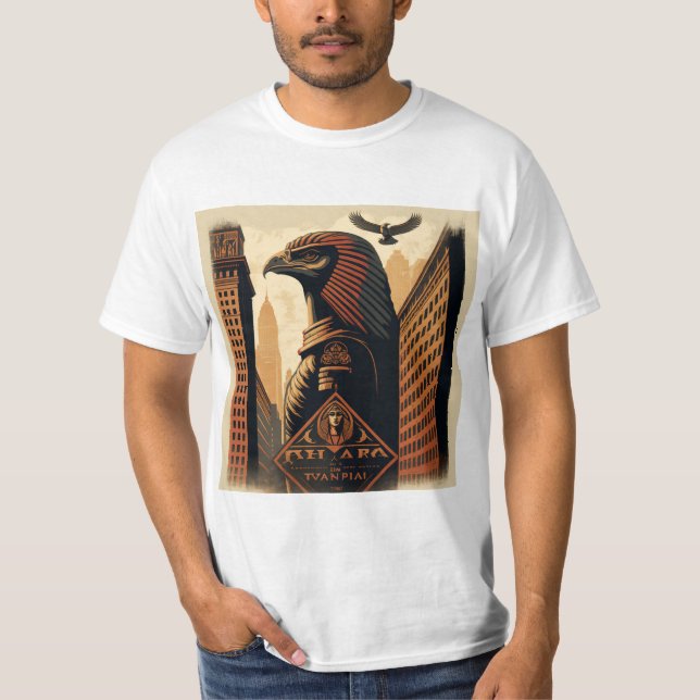 Camiseta Falcon Ra Egyptian god in the city (Anverso)