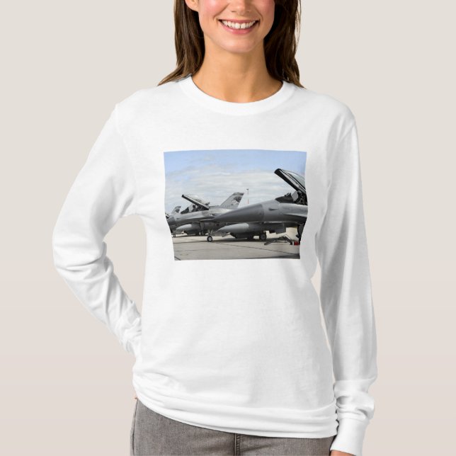 Camiseta Falcones de combate F-16 esperan su lanzamiento (Anverso)