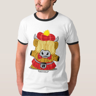 Camiseta Falda escocesa del rojo de la vaca de la montaña
