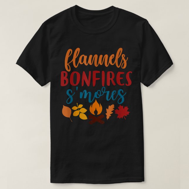 Camiseta Fall Apparel, Flannels Bonfires Smores, Autumn  (Diseño del anverso)
