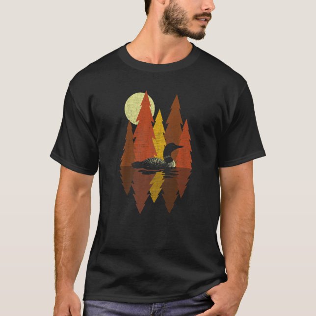 Camiseta Fall  Autumn  Midwest Sunset With Trees And Loon (Anverso)