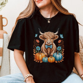 Camiseta Fall Baby Highland Cow Spooky Season Autumn Cow