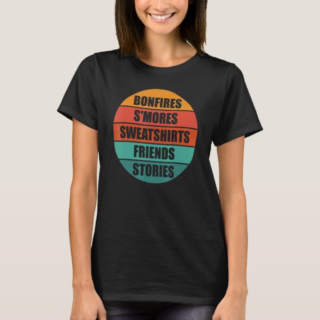 Camiseta Fall Bonfires Olores historias de amigos Retro Sun (Anverso)