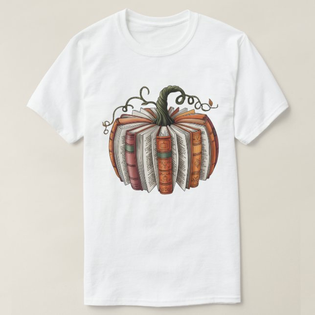 Camiseta Fall Book Pumpkin, Cozy Autumn Reading (Diseño del anverso)