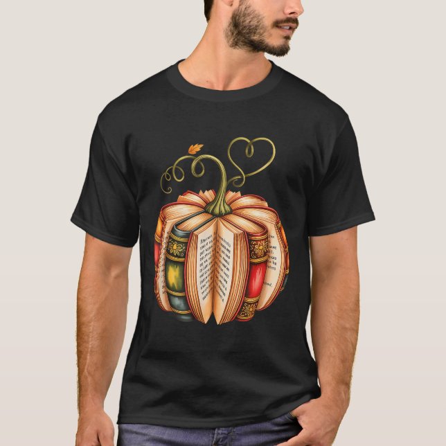 Camiseta Fall Book Pumpkin Fall Librarians Bookworm Teacher (Anverso)